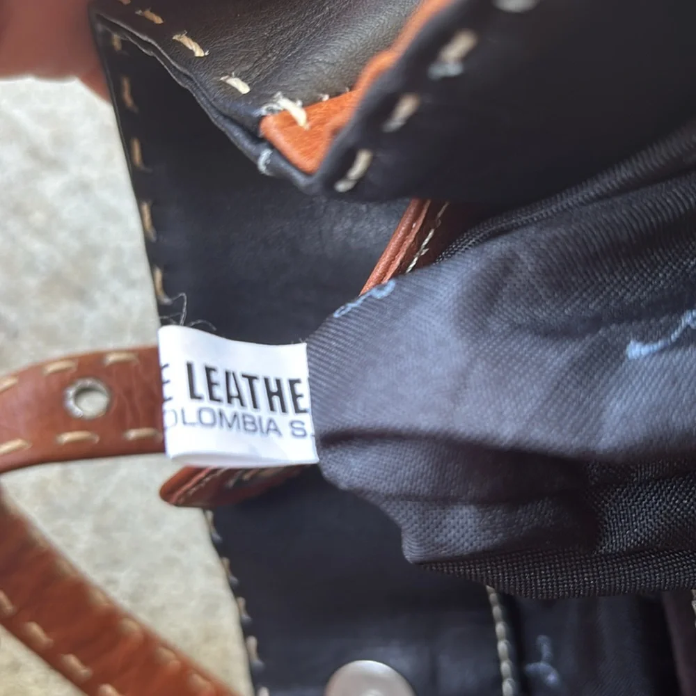 Lavive Leather Black and Brown Shoulder Bag